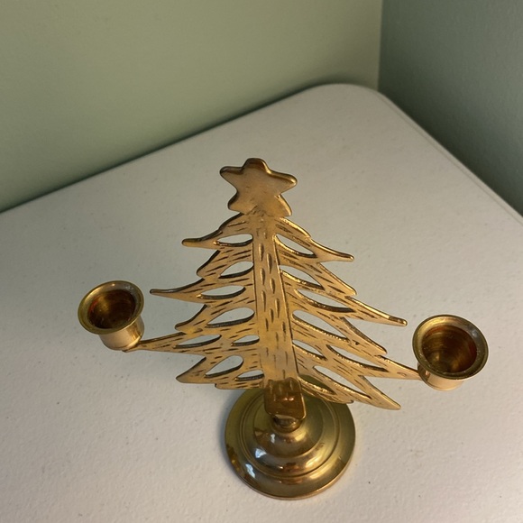 Brass Christmas Tree Candlestick Holder - Picture 2 of 5